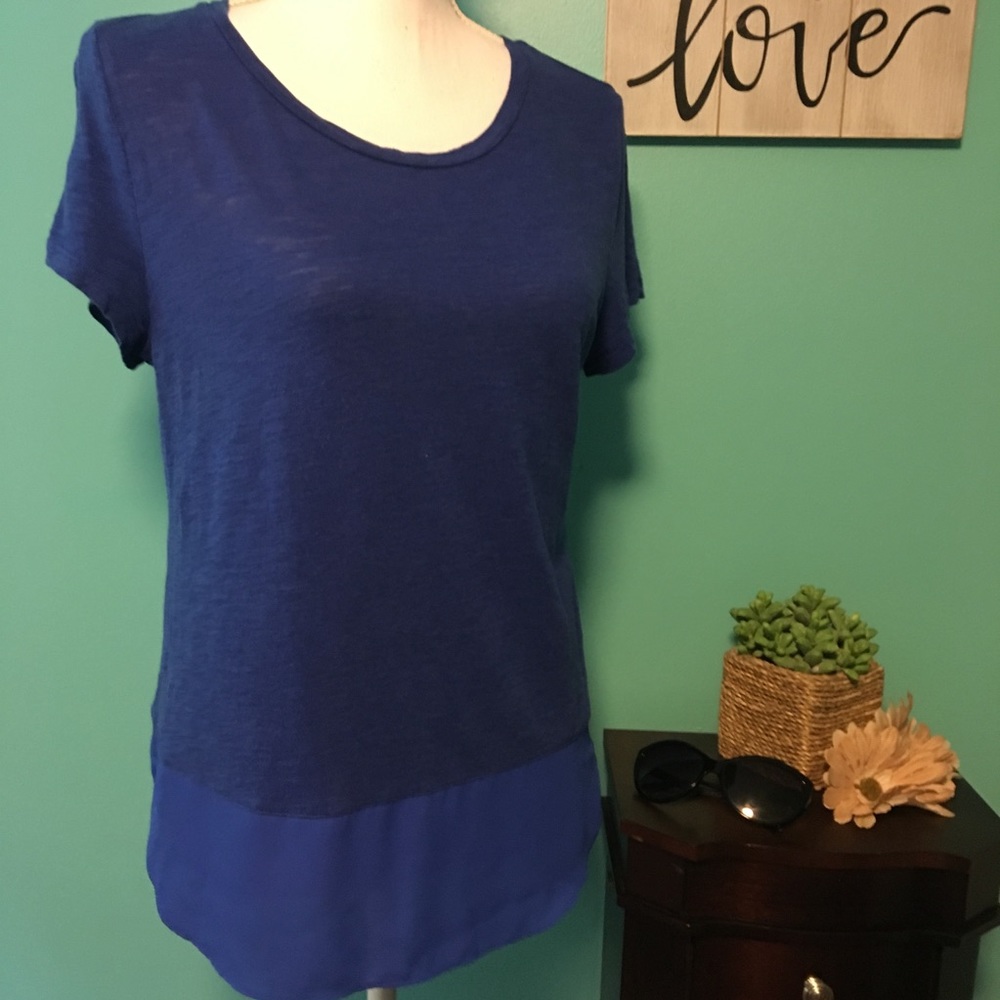 Express royal blue sheer tee size small